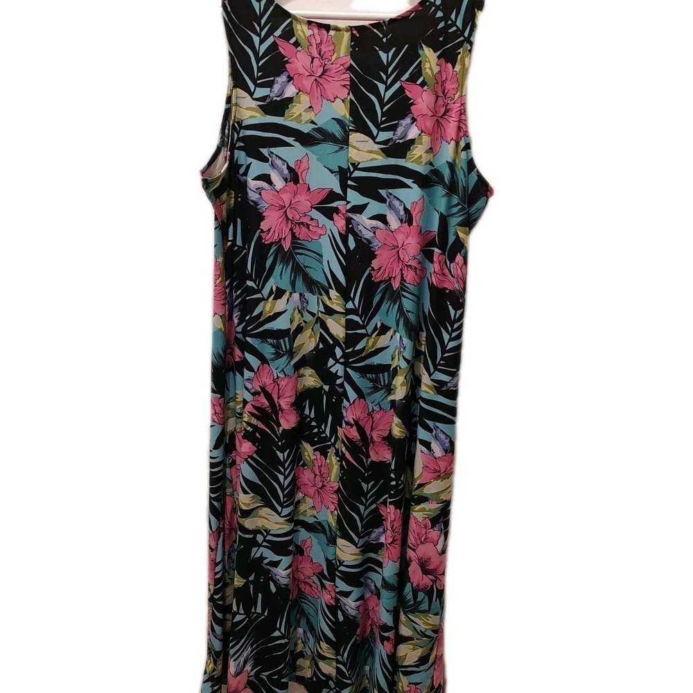 Attitudes by Renee Tropical Como Jersey Tank Long Ruffle Dress 2X‎ A353267 - Picture 5 of 6